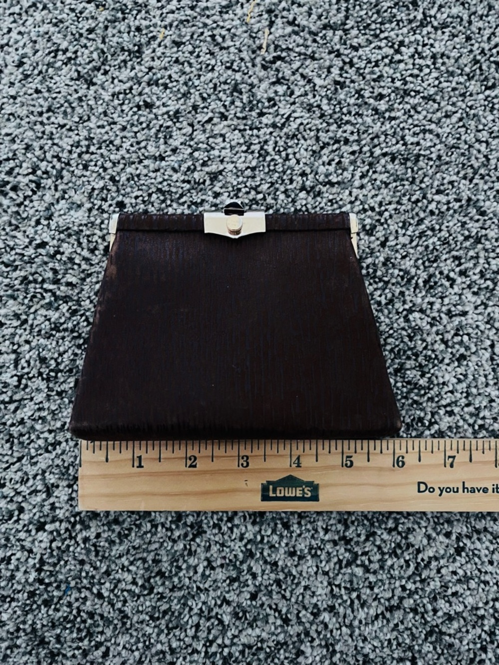 Brown suede  Clutch with gold  Frame